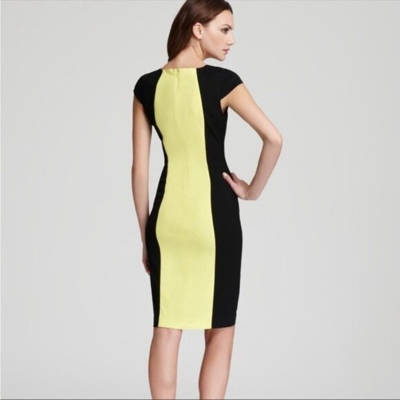 French Connection Colorblock Shift Dress – Butter Yellow & Black • Size 10 - Picture 5 of 5